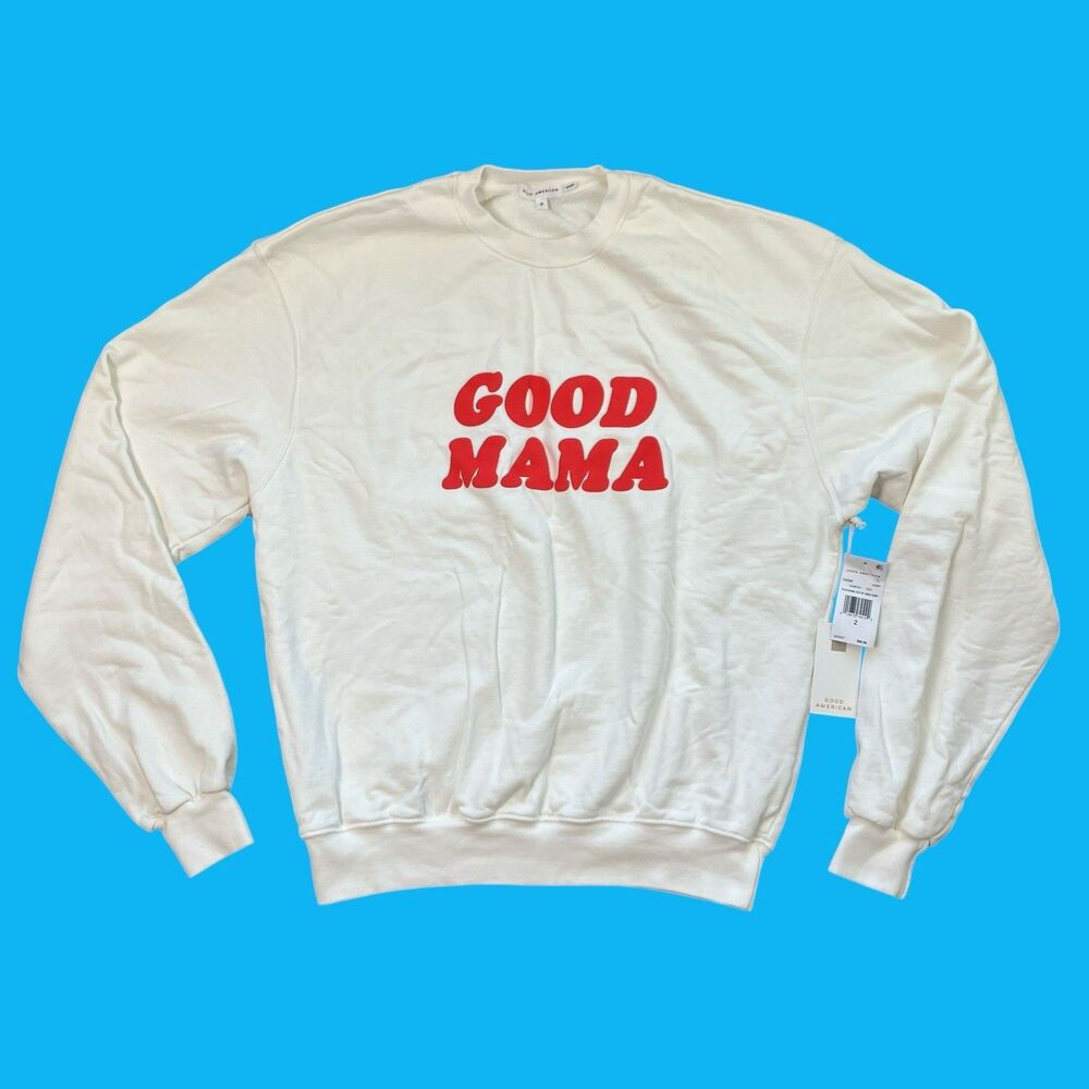 Good‎ American GOOD MAMA Sweatshirt Womens M White Graphic Crewneck Pullover